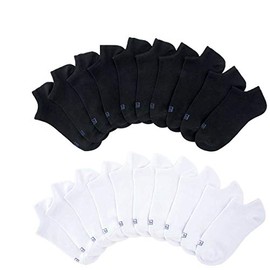 KBell Ladies' No Show Sock, 10-pair, Black/White, Size- 8-12