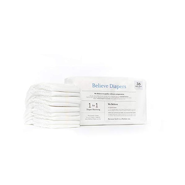 Believe Bamboo Baby Diapers Size Newborn - Premium, Super-Absorbent, Hypoallergenic for Sensitive Skin, Chemical-Free, Unscented, Eco-Friendly Diaper for Babies <10 Lbs - 36 Ct