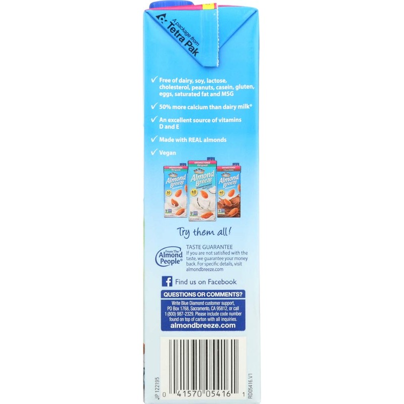 Blue Diamond Almond Breeze Unsweetened Almond Milk, Vanilla 32 fl