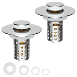 Upgraded 3 in 1 Bathroom Sink Stopper 4PCS Universal Pop Up Sink Drain Strainer, with Removable Stainless Steel Filter Basket Hair Catcher, for 1.1''~2.36'' Sink Basin Hole, Chrome