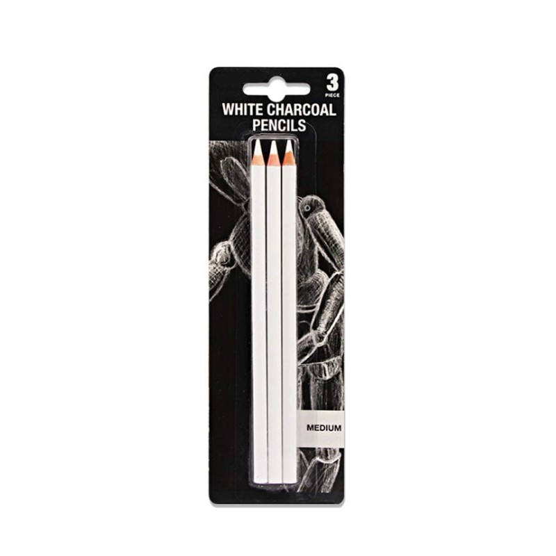 BXT 3pcs White Charcoal Pencils for Highlight,Drawing