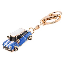 AUCELI Car Key Chain, Rhinestone Detail 3D Cute Model Vehicle Keychain, Creative Auto Keyring Accessories, Universal Fit (Blue)