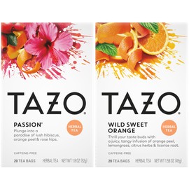 TAZO Tea Bags, Passion & Wild Sweet Orange Herbal Tea 20CT (1ea) (Variety Pack)