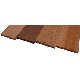 Barrington Hardwoods Domestic Exotic Variety Pack - Grey Elm, Walnut, Butternut, Quarter Sawn Sycamore - 3/4" x 6" (4 Pcs) (3/4" x 6" x 24")