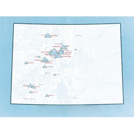 Colorado Ski Resorts Map 18x24 Poster (White & Light Blue)