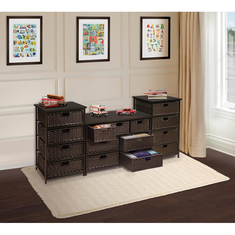 August Collection Tall Four Basket Drawer Storage Unit