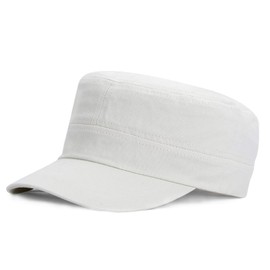 Baynetin Unisex Classic Army Cap Flat Top Plain Hat, Adjustable Fashionable Military Sport Caps, Cadet Cap, Breathable Outdoor Hats (Beige)