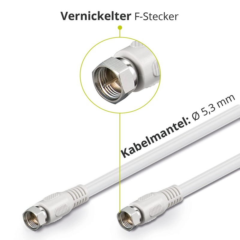 Goobay 50739 SAT Antenna Cable (80 dB), 2X Shielded, 5m