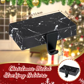 Yaocom 4 Pcs Christmas Stocking Holder for Mantle Fireplace Stocking Hangers Heavy Duty Stocking Hooks Xmas Weighted Stocking Hangers Socks Stand for Xmas Home Shelf(Marble)