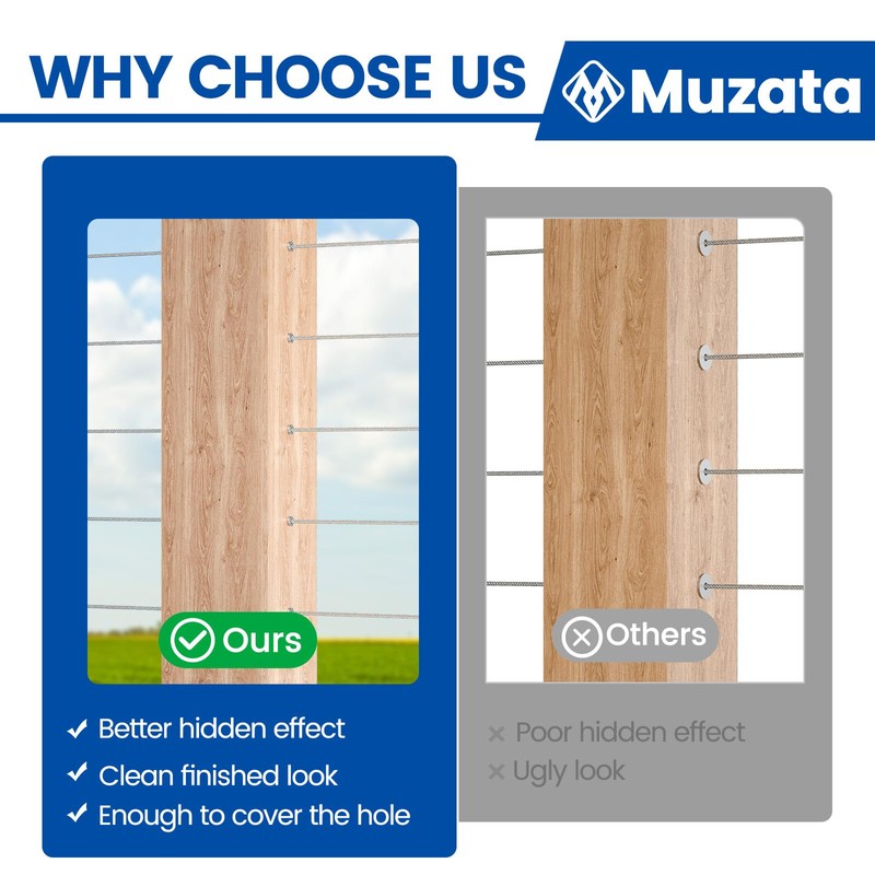 Muzata 80PCS Stainless Steel T316 Protective Sleeves Cable Railing Kit