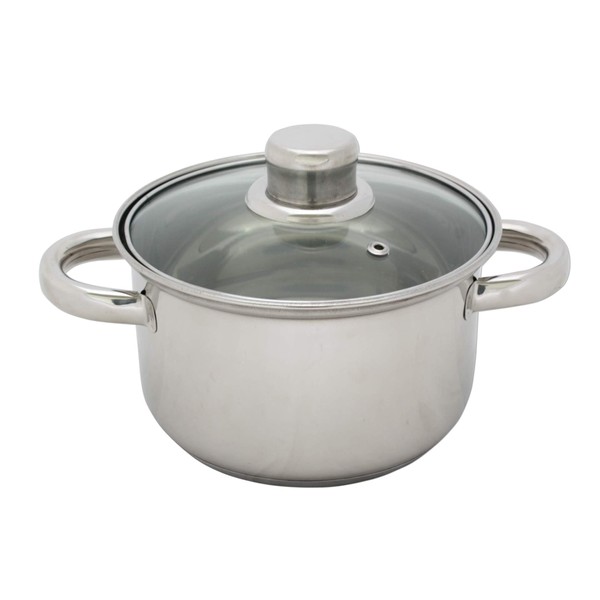 BESTCOOKING Cooking Pot Stainless Steel with Glass Lid 2 L 16 cm Cooking Pot