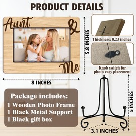 ukebobo Aunt and Me Baby Picture Frame, Aunt Gifts from Niece Nephew, Birthday Gifts for Aunt, Mother's Day Gifts, Wood Photo Frame with Stand for Desk Decor, 8 x 6 Inches-425