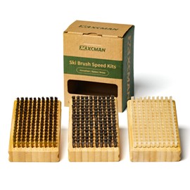 XCMAN Ski Snowboard Waxing Brush Speed Kit - 3 Pack Nylon/Brass/Horse Hair