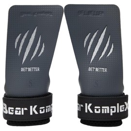 Bear KompleX - Premium Hand Grips for Fitness & Gymnastics, No-Slip Pull Up Grips for Weight Lifting, Strength Training, and Bar Work, Palm Protection with Padded Wrists, Carbon No-Hole Design - Small