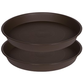 Angde 2 Pack of 14 Inch Bird Bath Tray, 10 12 14 16 18 20 Inch Large Plastic Bird Bath Bowls Only, Deep Durable Birdbaths for The Garden, Plant Trays for Planter 12-15" (14", Brown)