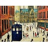 Greetingles Lowry-Style 12"/31cm Square Framed Print. Beautiful Black Ash Frame