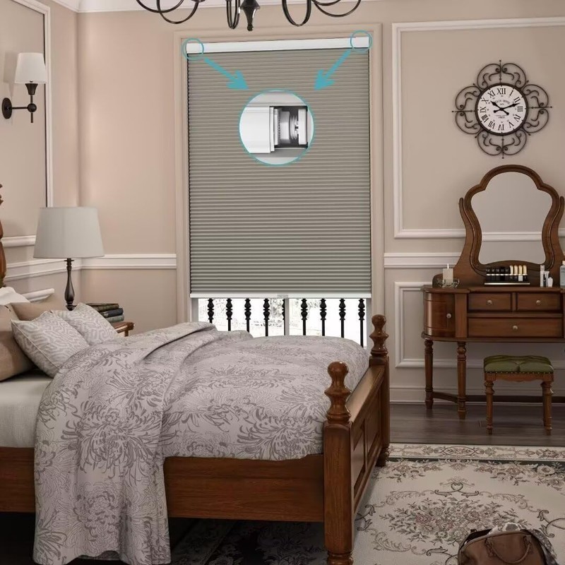 Myshade No Drill Blackout Shades Tension Cordless Cellular Blinds for