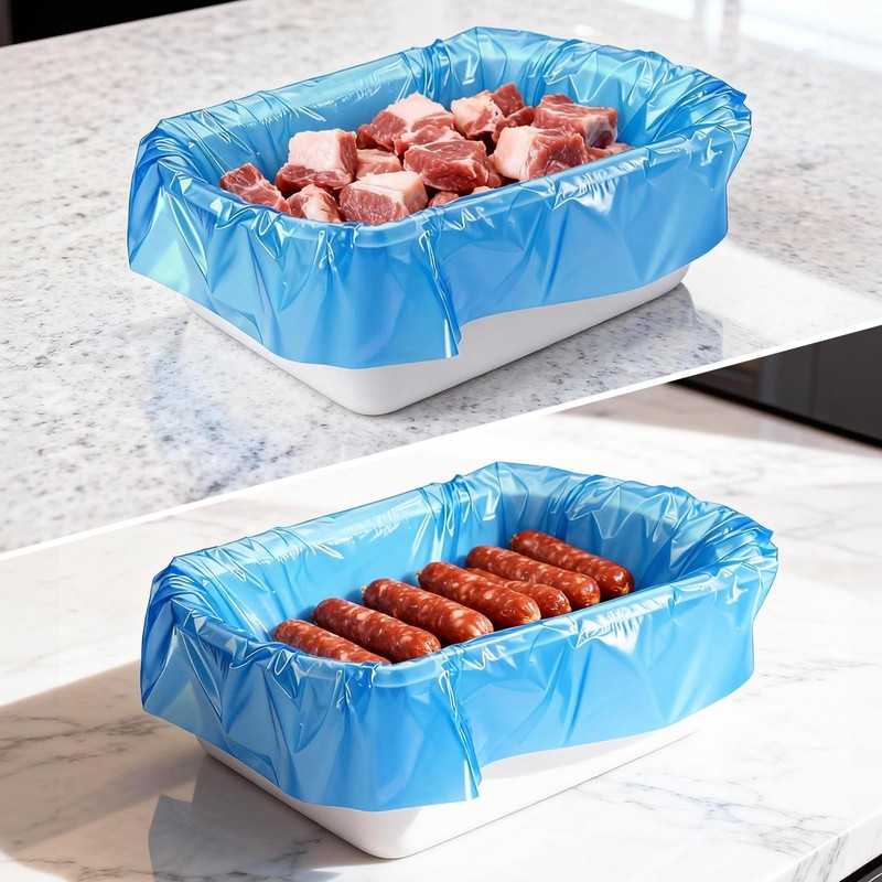60pcs Disposable Meat Lug Liners,Plastic Liners, 21" x 22" (Blue)