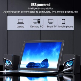 Ciglow Mini Computer Speakers,USB Powered 3.5MM Stereo Audio Cable,Desktop Computer Speakers Low Frequency Wired Speakers for PC,MP3 Player,Laptop,Smartphone(Black)