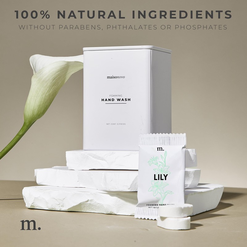 MAISONOVO 12 Pack Lily Scent Foaming Hand Soap Tablets