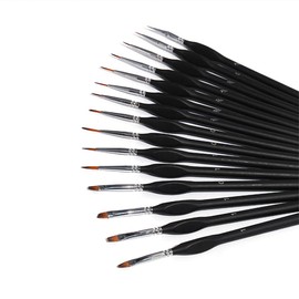 CENPEK 15 Pieces Fine Detail Paint Brush Set Mini Brush Set for Acrylic Watercolor Oil Face Nail Model Painting Line Drawing (Brown)