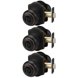Haidms Oil Rubbed Bronze Door Knobs Interior, Privacy Interior Door knobs, Bronze Indoor Doorknobs for Bedroom or Bathroom (3 Pack)