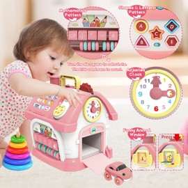 Montessori Musical Toys for 1 Year Old Girl Gifts Baby Girl Toys 1st Birthday Girl Gifts 8-in-1Learning House Piano,Shapes&Numbers Toddler 18 Months Interactive&Educational Birthday Gifts