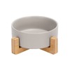 SPUNKYJUNKY Ceramic Feeding Bowl with Bamboo Stand, for Cats and