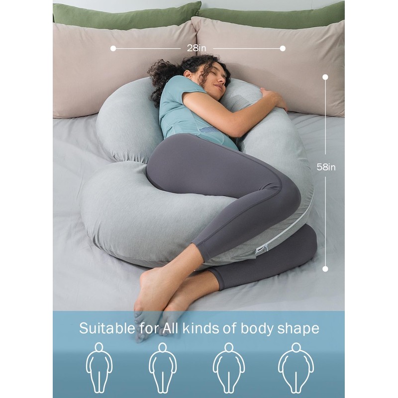 INSEN Cooling Pregnancy Pillow, Maternity Pillow with Soft Tencel Cover,C