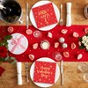 JarThenaAMCS 50Pcs Happy Valentine's Day Cocktail Napkin Red Gold Heart