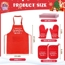 Nuogo 10 Pcs Birthday Gifts for Grandma, Grandma Kitchen Gifts from Grandkids Cooking Bamboo Spoons with Apron Oven Mitts and Potholders, Mother's Day Gifts for Women from Son Daughter Husband