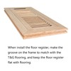 Hardwood White Oak Floor Register, Flush Mount with Frame, 4x12