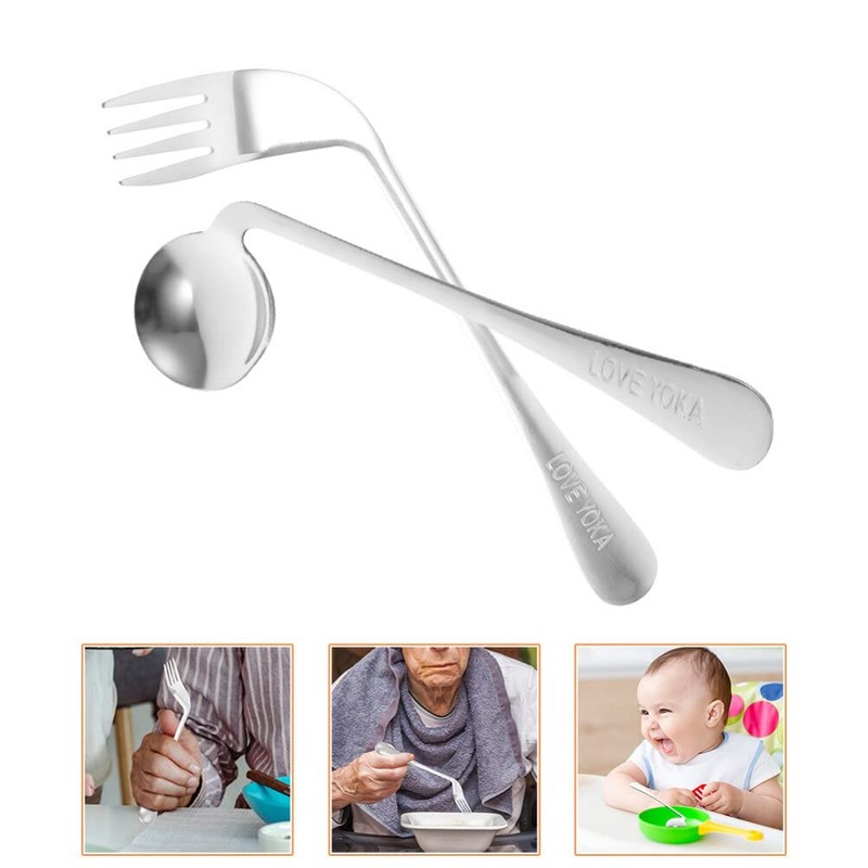 Utensils Angled Fork Spoon Adaptive Utensils Set Self Eating Utensils