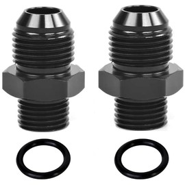 YSIL 6AN Male Flare to M12 x 1.5mm Male Metric Fuel Pipe Hose Fitting Adapter Aluminum Alloy Black Anodized Surface 2PCS
