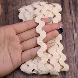 ZNZAKKA Rick Rack Trim Cotton Wave Bending Fringe Trim Beige Lace Ribbon for Sewing Crafts, Gift Wrapping Home Wedding Decoration (6 Yards, 0.4 Inch)