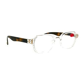 The Hexagon, Clear Transparent Women Bling Reading Glasses Adorned with Clear and Light Colorado Genuine European Crystals Translucent. NY Fifth Avenue.