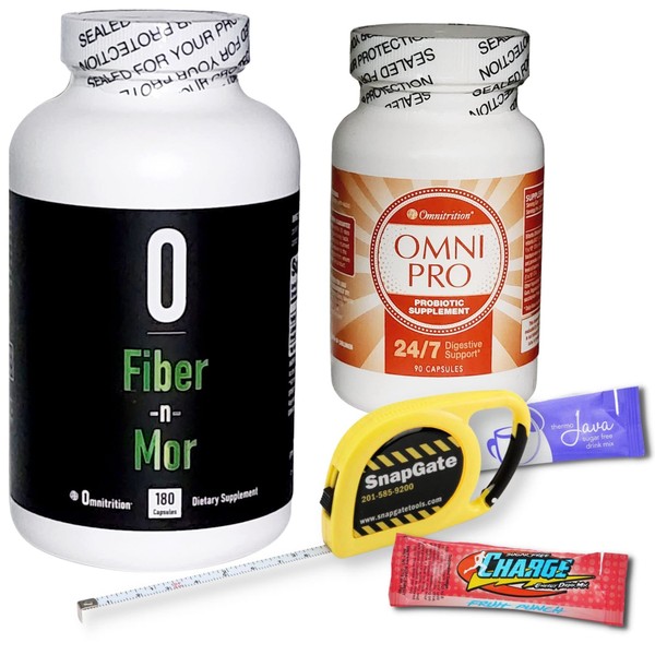 Artist Unknown 24/7 Digestive Support, Omnitrition (Bundle) Includes: Fiber~n~Mor - 180 Capsules, Omni Pro (Probiotic Supplement) 90 Capsules, Samples and a Snapgate 10 Ft. Carabiner Tape Measure