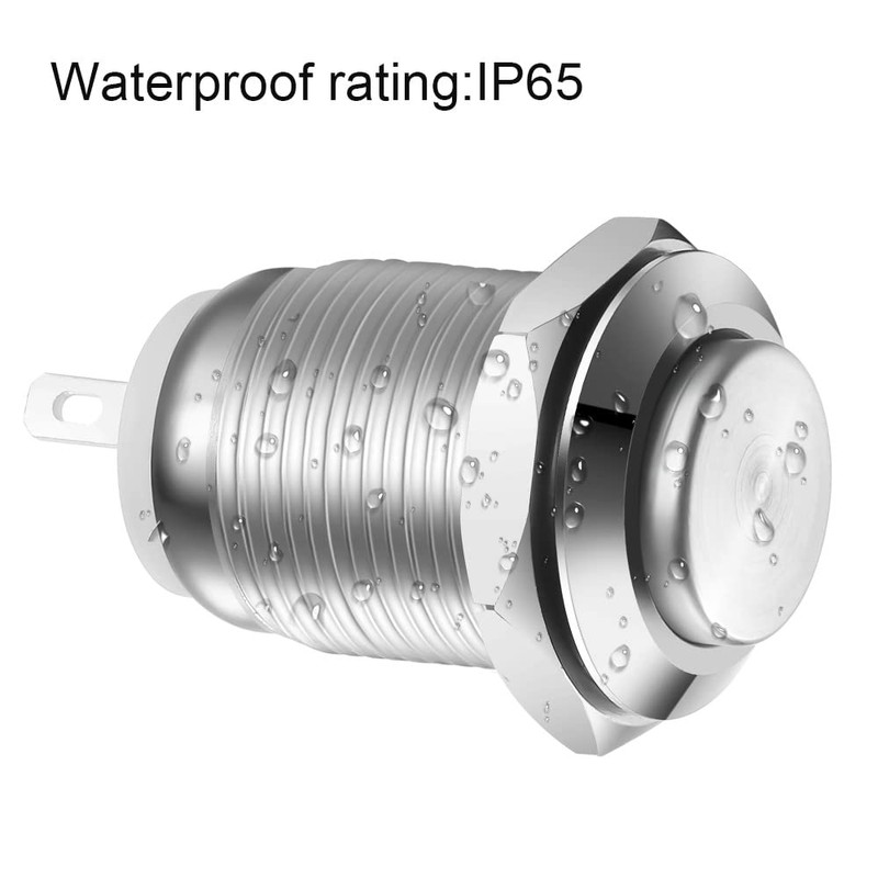 10Pcs Waterproof Push Button Momentary Stainless Steel Push Button On