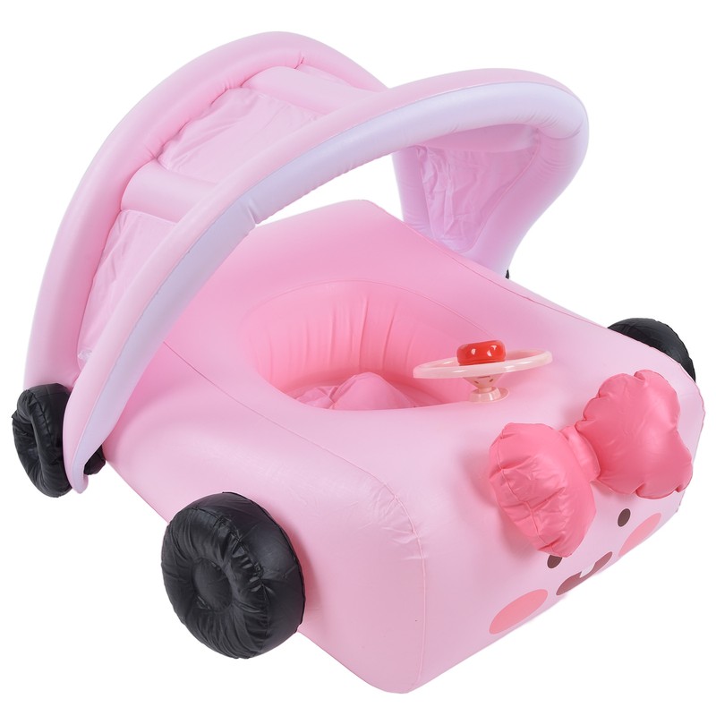 Car Shaped Babies Swim Float Boat Thickened Safe Pink Toddler