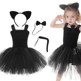 Matreeglam Halloween Black Cat Cosplay, Children, Cat, Costume, Little Devil, One-Piece, Girl, Cat Cosplay, Kids Costume, Witch Dress, Tail Included, Halloween Cosplay, Cute, Costume, Stage Cultural