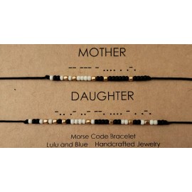Morse Code Bracelet Mother Daughter  Cord Dainty  Gift Set of 2