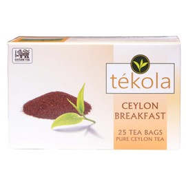 tekola, 2 pack Ceylon Breakfast Black Tea Broken Orange Pekoe. A premium blend of 100% pure Ceylon Tea. Strong, flavorful and lively, 25 Count (Pack of 2) - total of 50 tea bags
