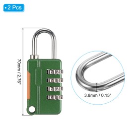PATIKIL Security Steel Cable with 4 Digit Combination Lock, 2 Set 4.9Ft Coated Safety Wire Rope Double Loop Padlock for Outdoor Travel Luggage, Green