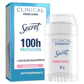 SECRET, Desodorante Mujer, Desodorante Clinical con Ácido Hialurónico, Crema Suave, Powder Protect Cotton, 45 GR