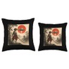 German Shorthaired Pointer Samurai UFO Japanese Ukiyo-e Dog Throw Pillow