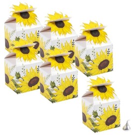 Fun Express 3" x 3" Bulk 48 Piece Yellow Sunflower Blooms Cardstock Favor Boxes