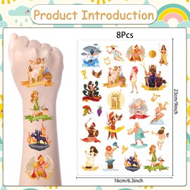 Yoyuspy Greek Mythology Temporary Tattoos - 200+ Greek Party Decorations Favors Supplies, Zeus Poseidon Athena Apollo Tattoo Stickers Gifts for Kids Adults, Mythology Themed Birthday Decor Rewards