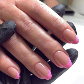 Boloshine 24Pcs French False Nails, Press on Nails French Tip False Nails, Glossy Full Cover Acrylic Nail Tips, Removable French Fake Nails Stick on Nail for Girls Women - Rendezvous of Roses