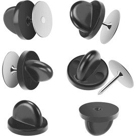 JANYUN 40 Pairs Rubber Blank Pin Backs Butterfly Clutch Backings Holder Tie Tacks Keepers Replacement with 9mm Length 10mm Width Lapel Enamel Pins for Craft Making