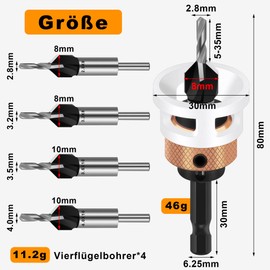 6-Piece Countersink Wood Drill Bit with Countersink Drill Bit with Depth Stop Wood Drill Bit with Countersink for Wood Processing